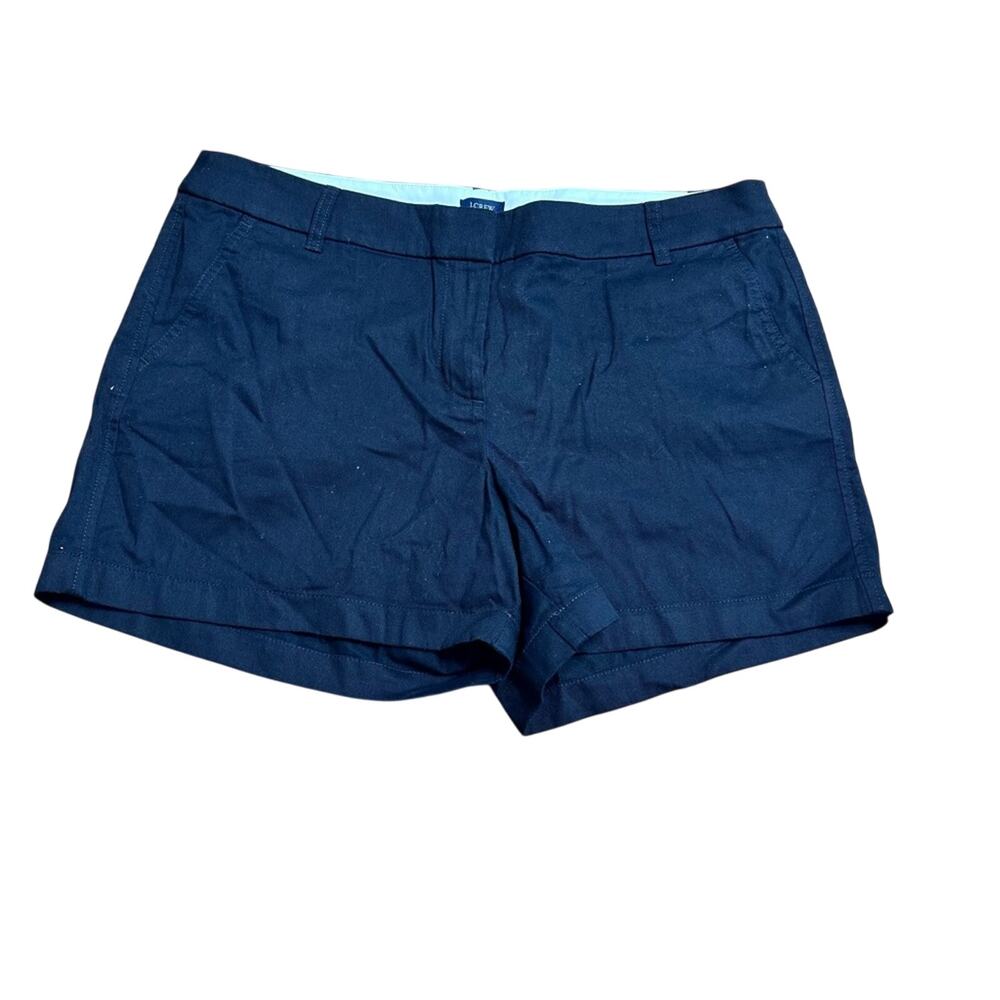 J. Crew Women's Flat Front Shorts Size 14 City‎ Fit Cotton Black Mid Rise Preppy